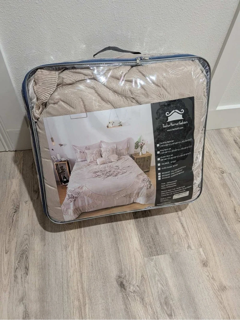 Tache Home Fashion-Cal King Sweet Victorian 6 Piece Satin Comforter Set